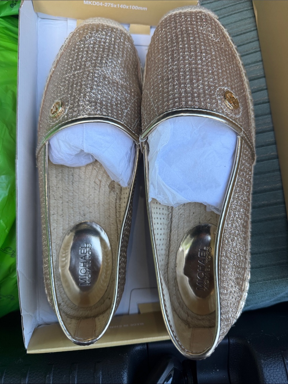 MICHAEL Michael Kors Metallic Gold Slip-On Loafers